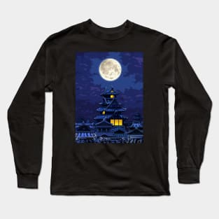 Dope night temple scene illustration Long Sleeve T-Shirt